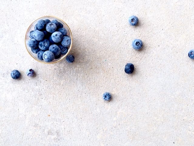 Blueberries in a bowl. Snack for a balanced diet